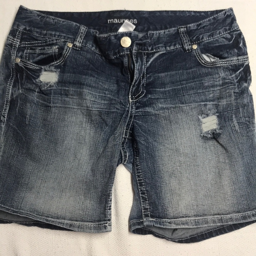 Maurice’s distressed jean shorts